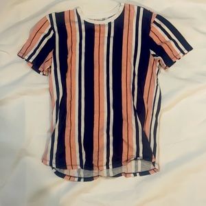 Rule 21 t short pink and blue stripe